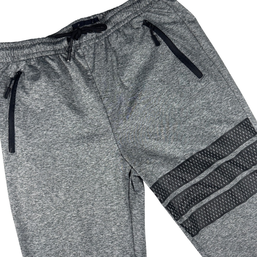Public Record Standard Fit Jogger Pants‎ Mens Small Grey Heathered Striped Zip